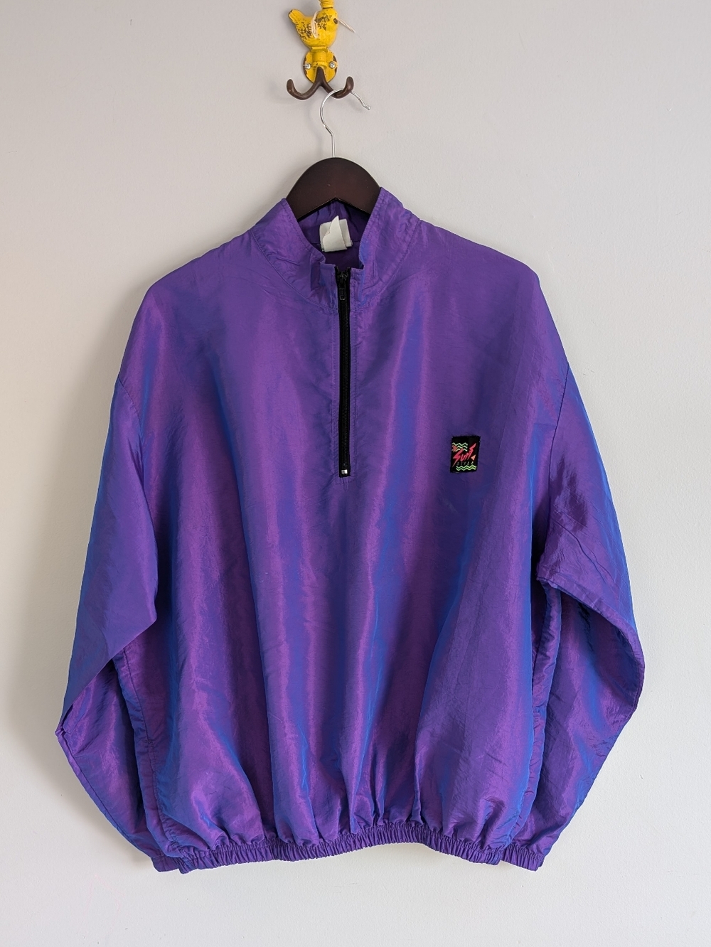 Vintage Surf Style Iridescent Purple Windbreaker, Unisex Size OS (Flaws)